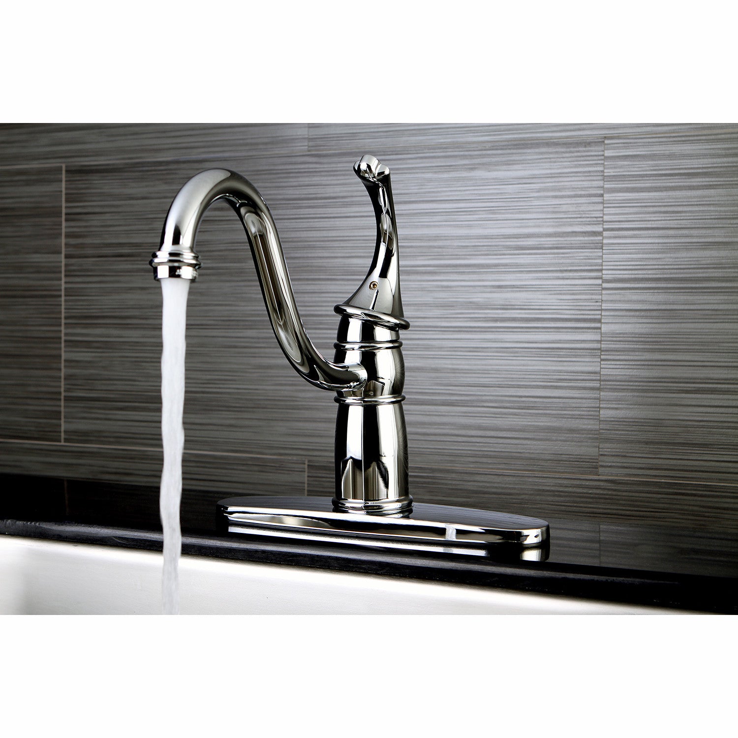 Kingston Heirloom KB1571GLLS - Georgian Single-Handle 1-or-3 Hole Kitchen Faucet, Polished Chrome — thumbnail 2